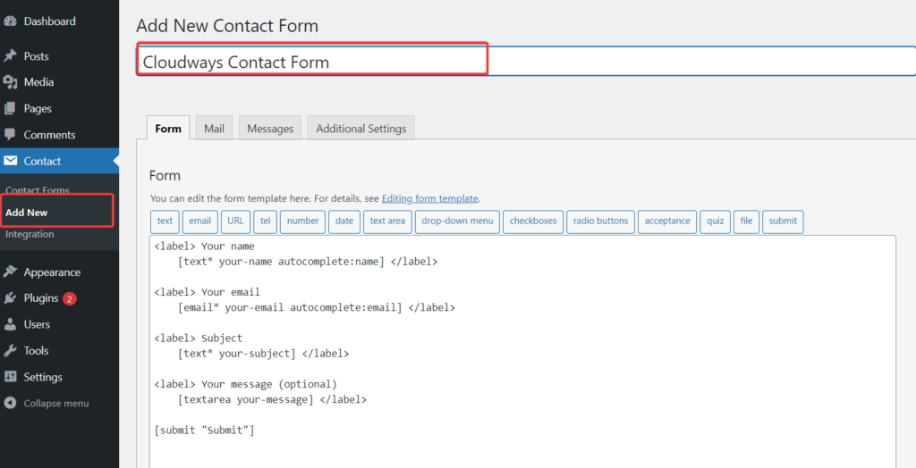 Полное руководство по Contact Form 7 в Wordpress